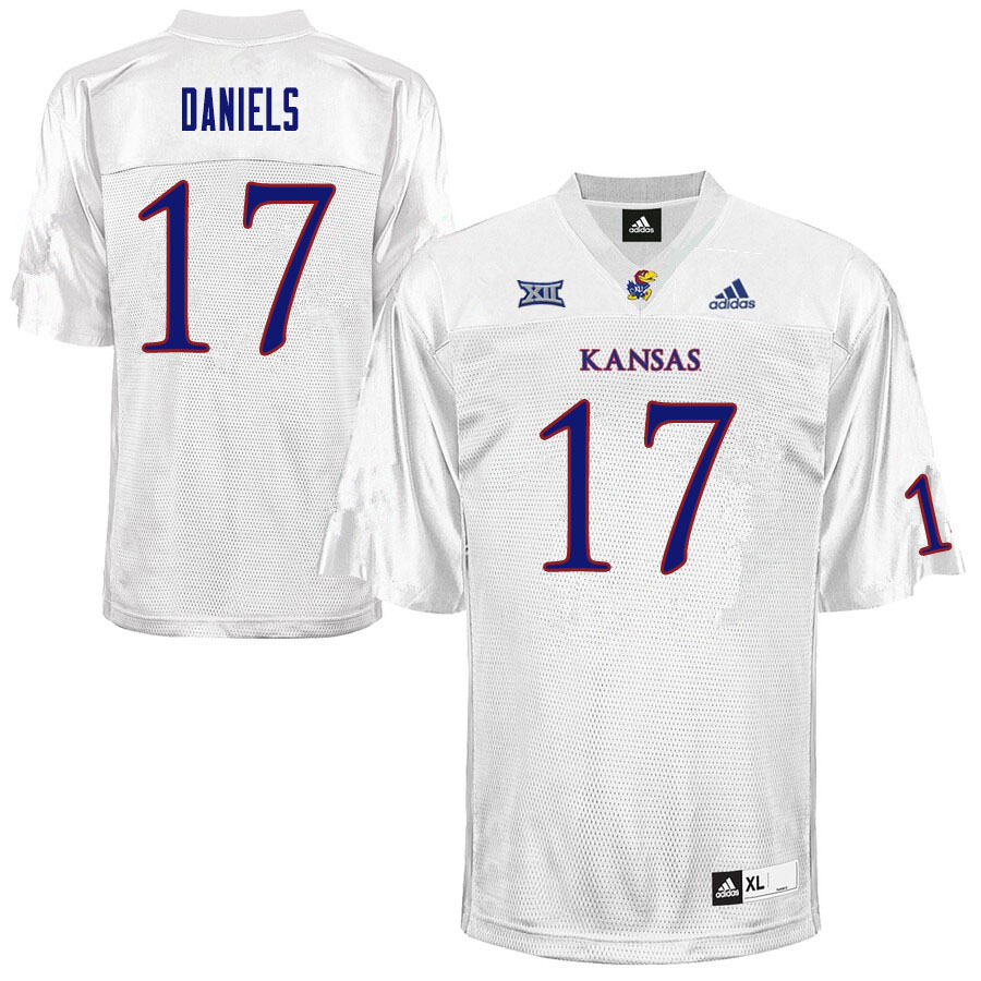 Men #17 Jalon Daniels Kansas Jayhawks College Football Jerseys Sale-White - Click Image to Close
